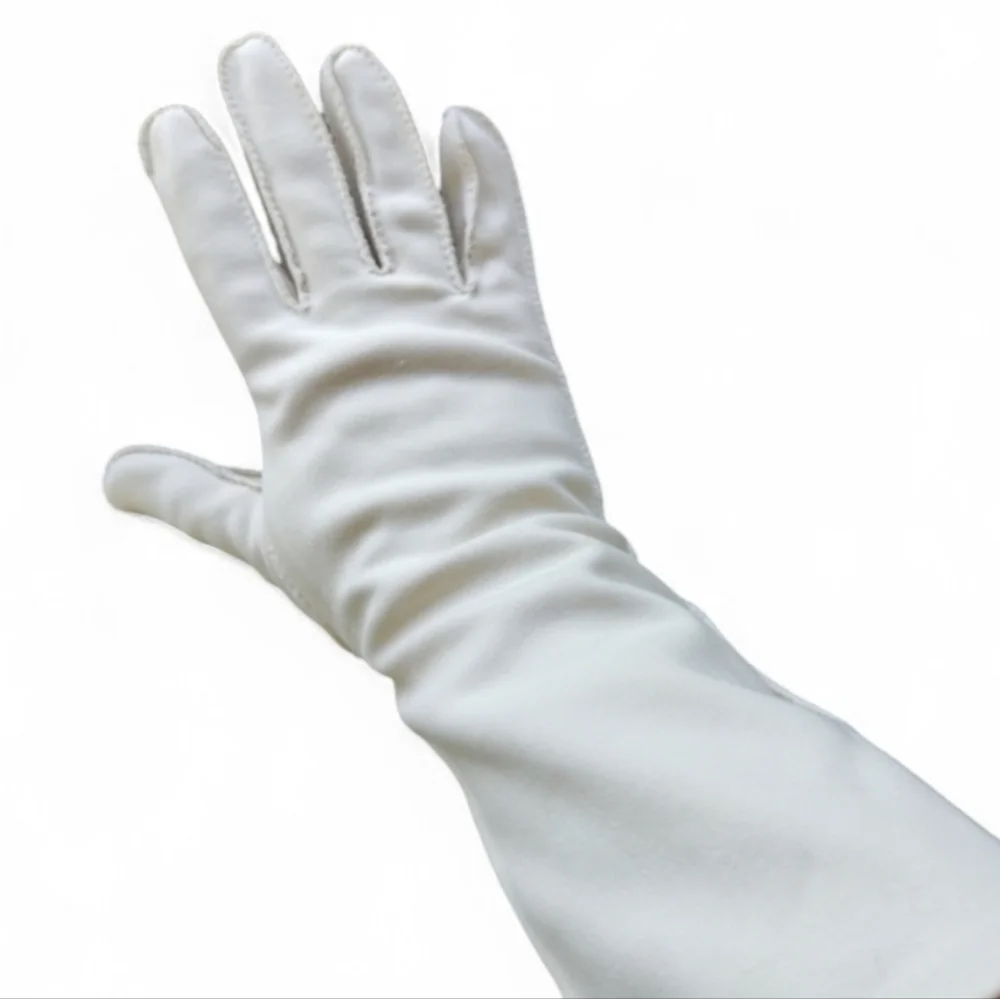 TRUE VINTAGE Long Gloves Large Cream Retro Formal
